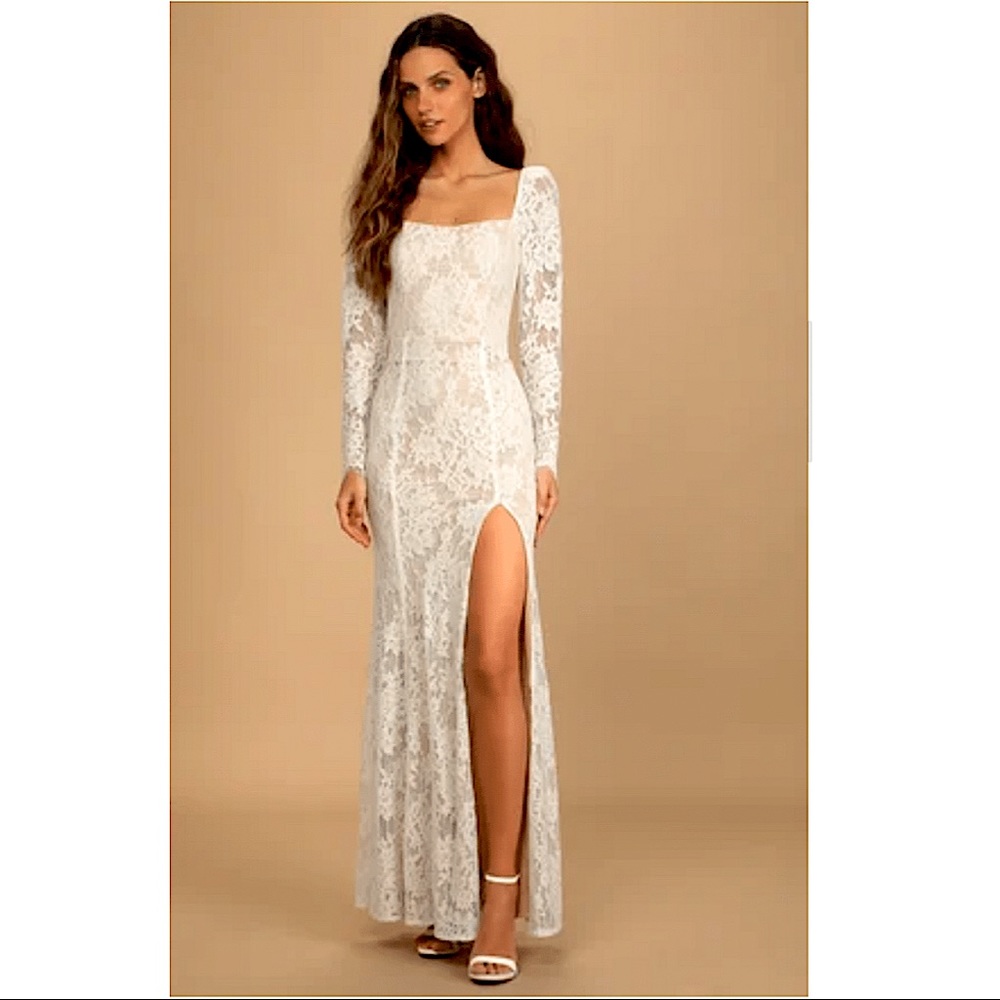 Lulus long sleeve bridal lace dress